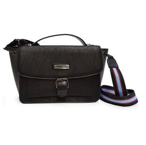 Black Earn Your Stripes Flap-Top Satchel
